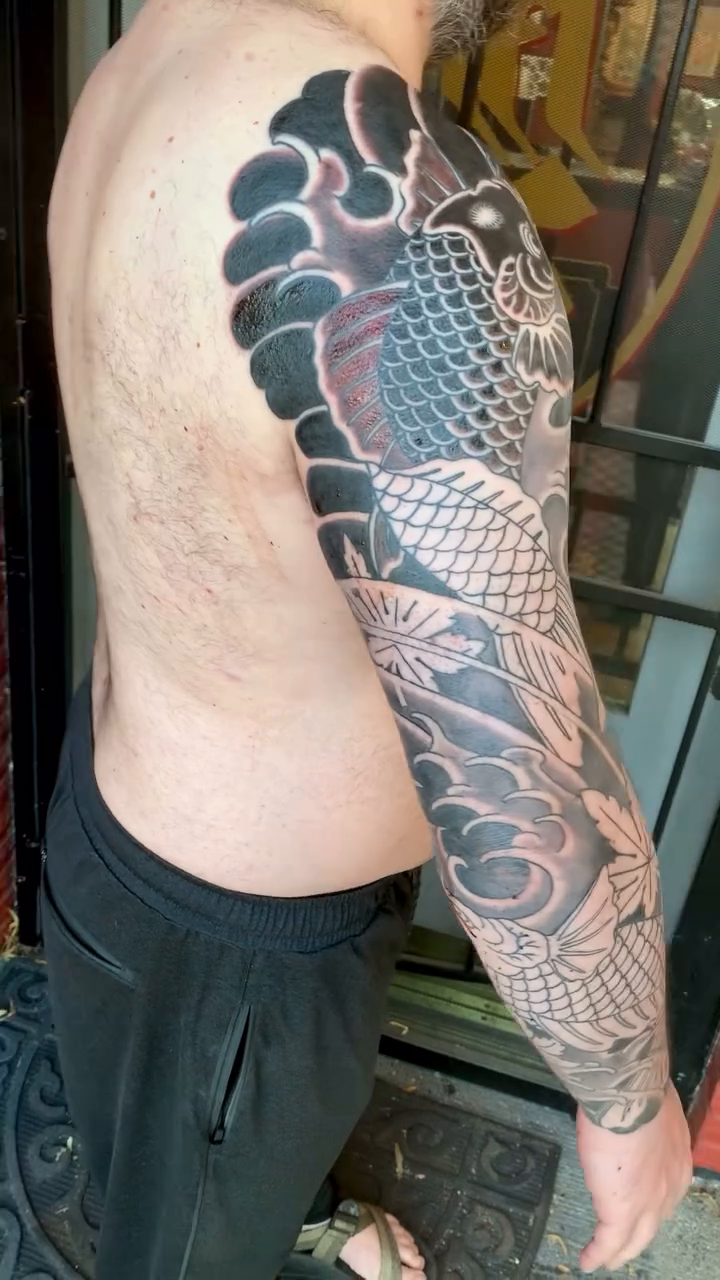 Tattoo by @m6o6i6 โ japanese_irezumi, black_and_grey