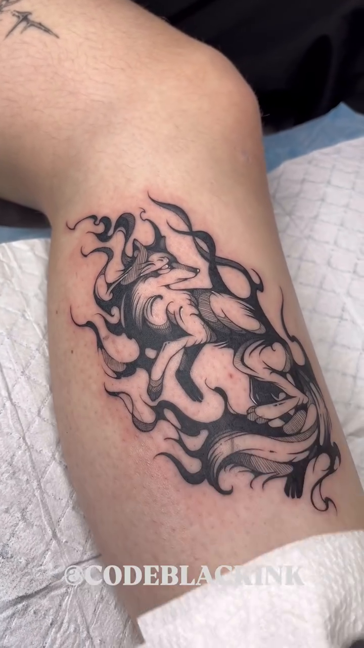 Tattoo by @codeblackink โ blackwork, illustrative