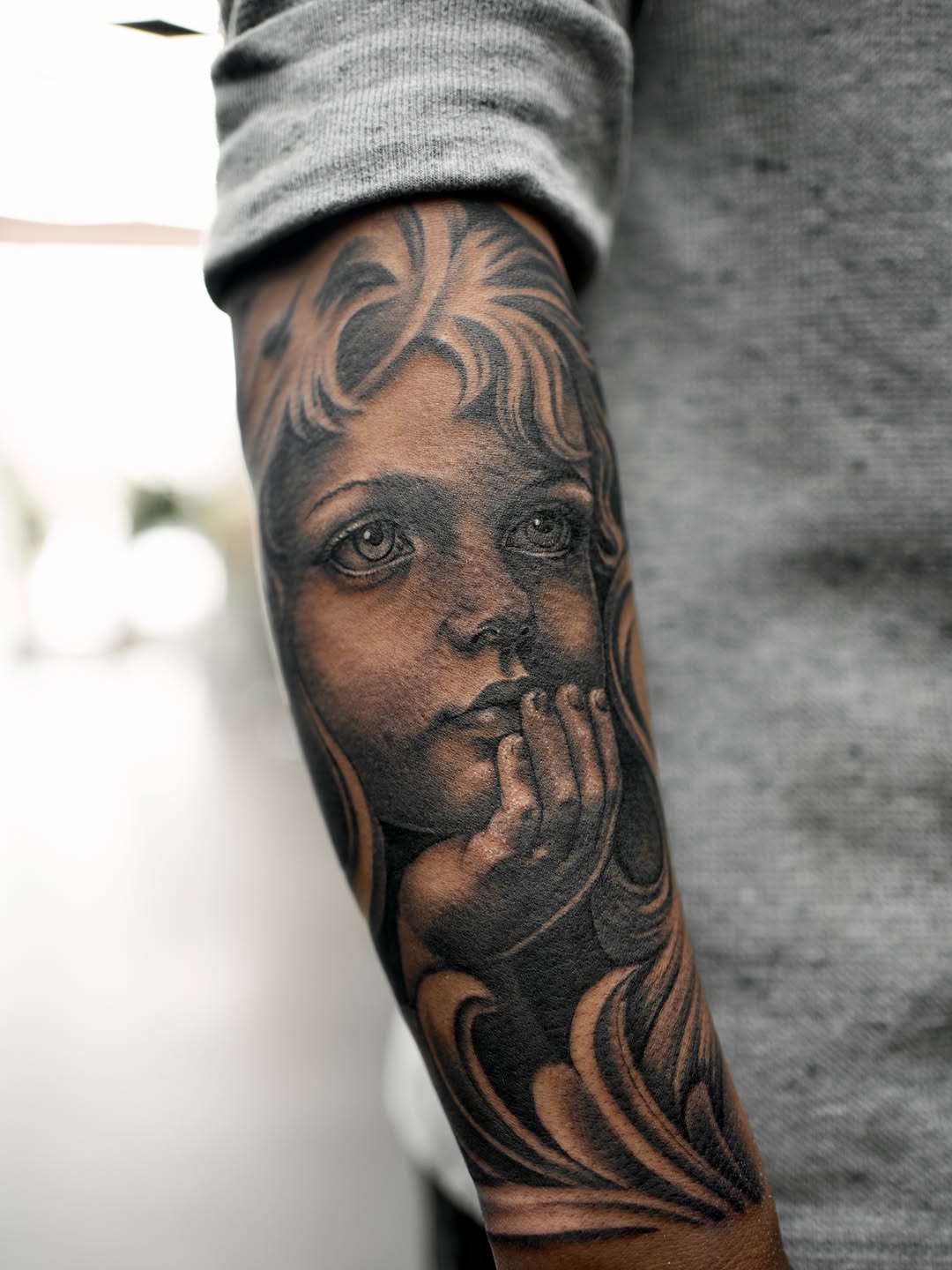 Tattoo by @dcvern_ink โ realism, black_and_grey