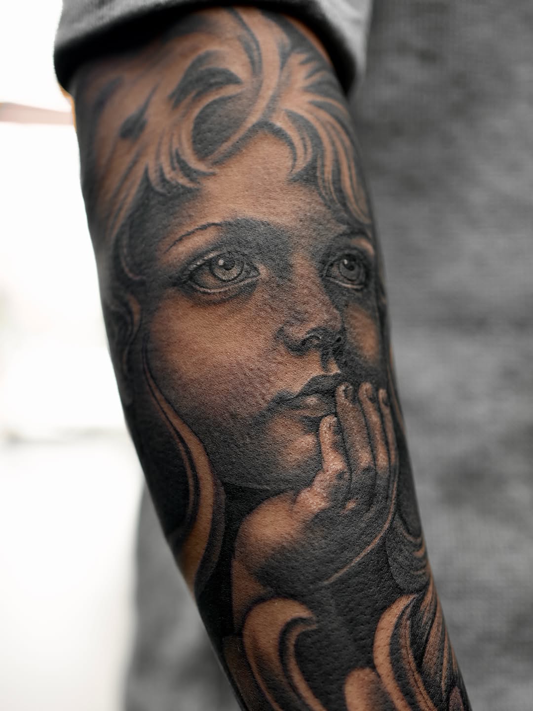 Tattoo by @dcvern_ink โ realism, black_and_grey