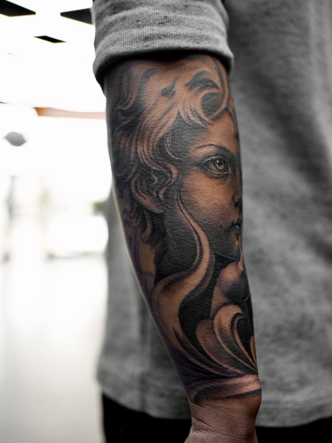Tattoo by @dcvern_ink โ realism, black_and_grey