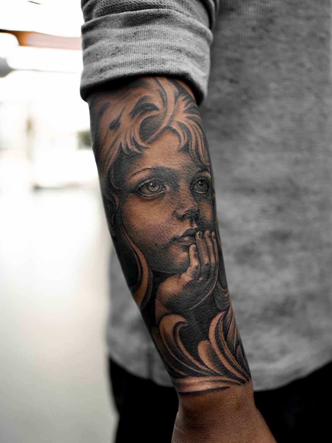 Tattoo by @dcvern_ink โ realism, black_and_grey