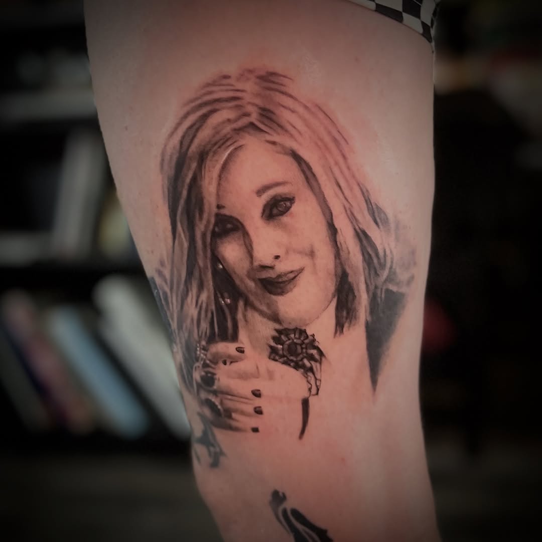 Tattoo by @mez_love_tattoos — realism, black_and_grey