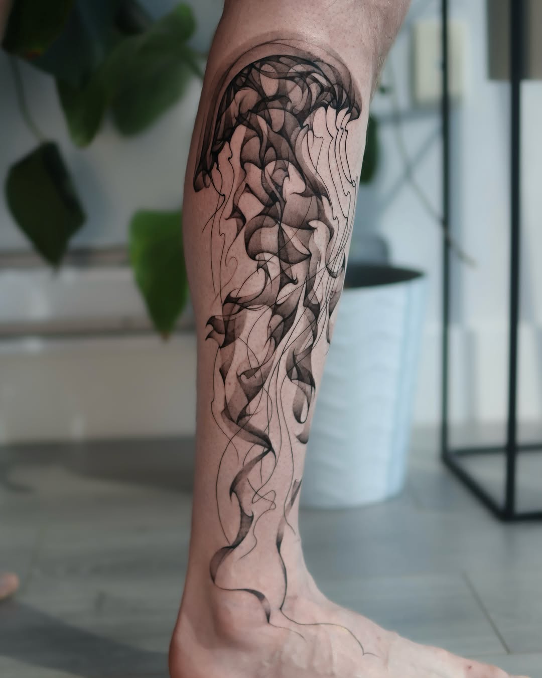 Tattoo by @orca._ink — black_and_grey, fine_line