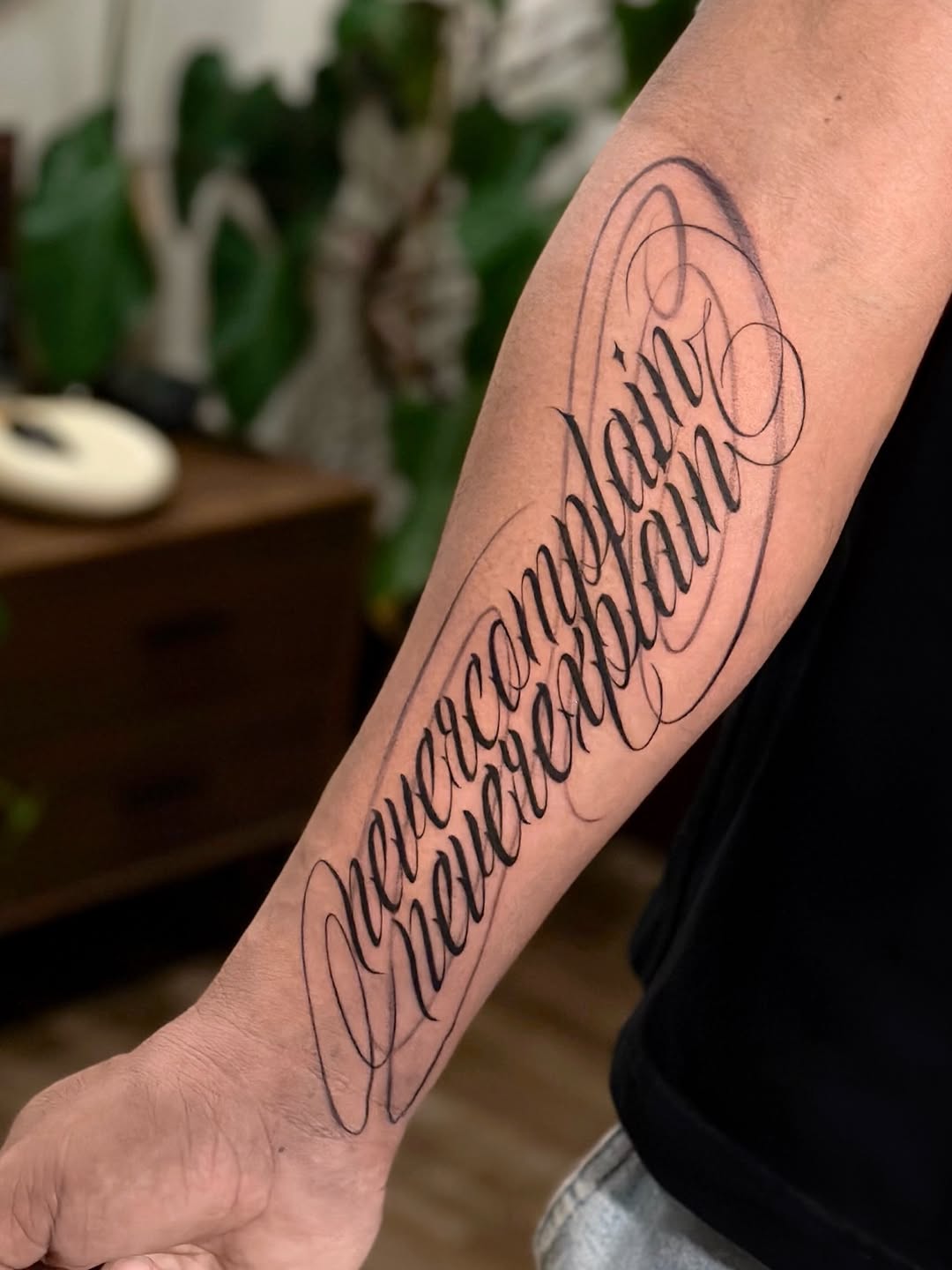 Tattoo by @noir_ink.tattookorat — lettering_script