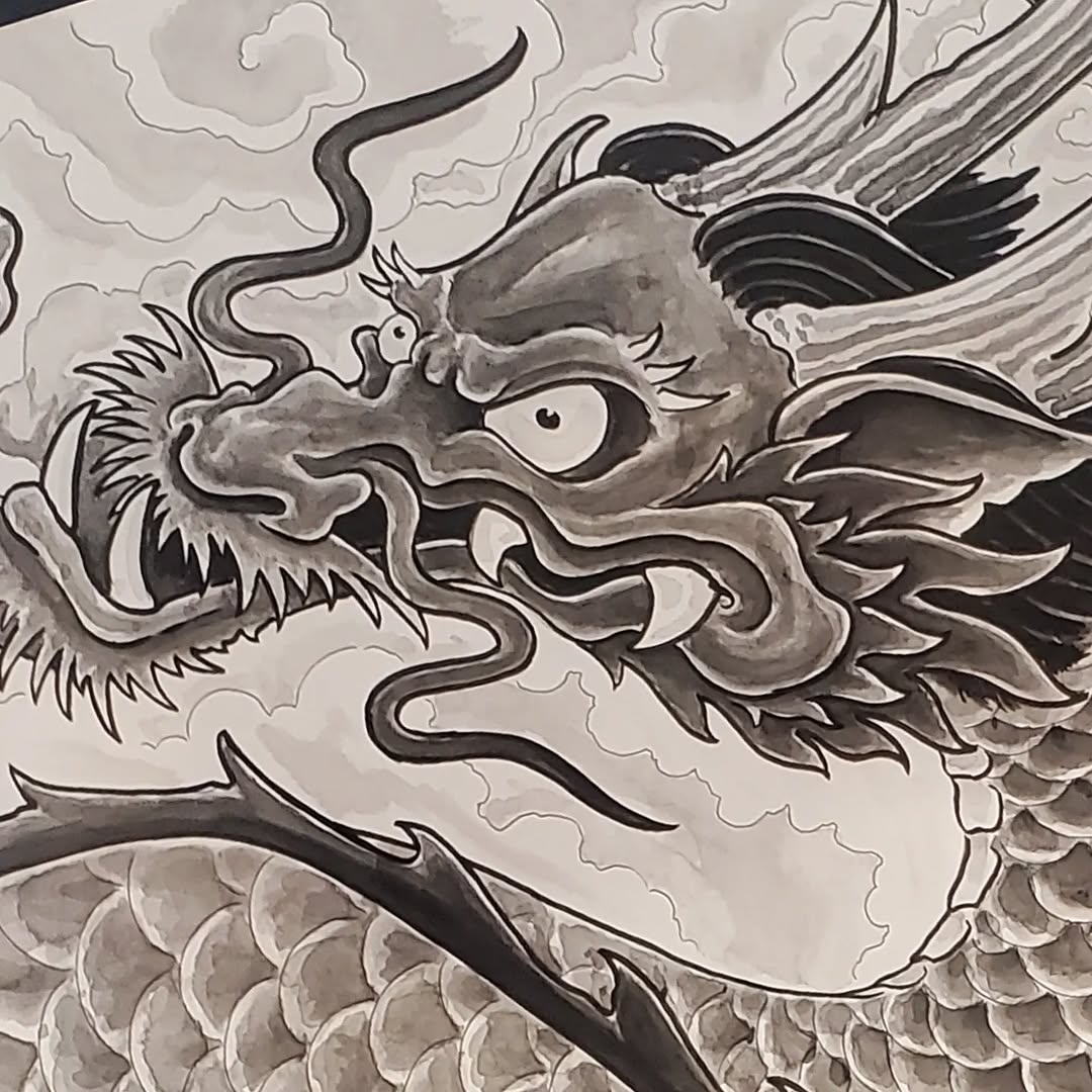 Tattoo by @crookedwil — japanese_irezumi, black_and_grey