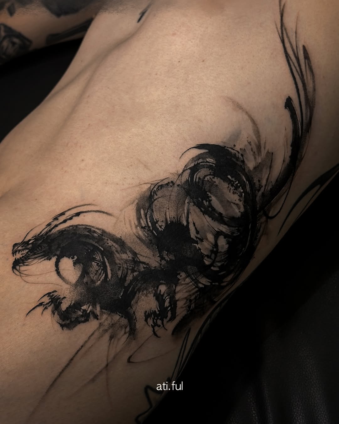 Tattoo by @ati.ful — blackwork, illustrative