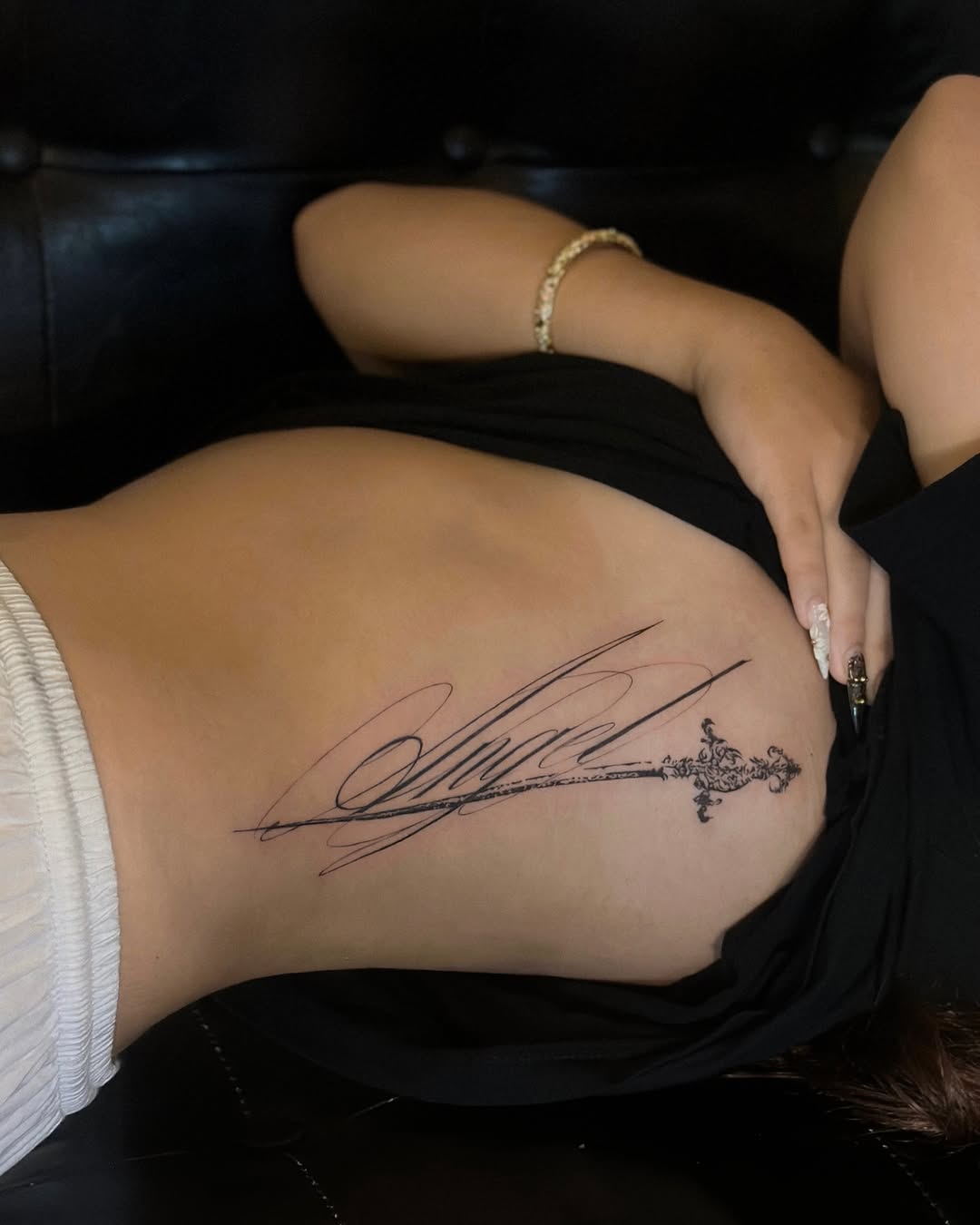 Tattoo by @noir_ink.tattookorat — lettering_script, fine_line
