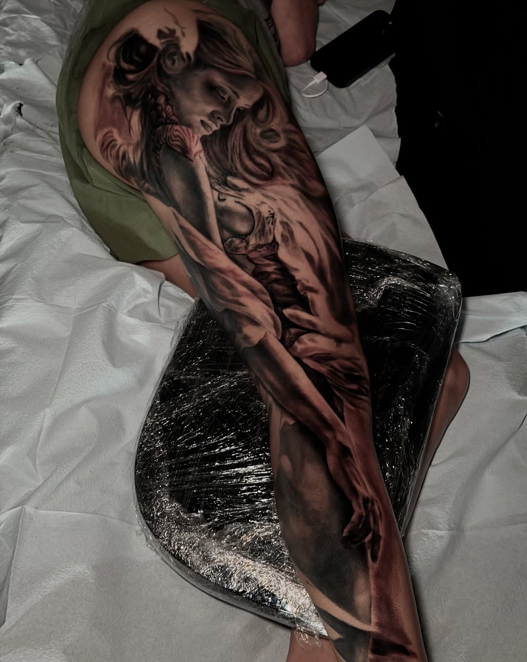 Tattoo by @kmoore_tattoos — realism, black_and_grey