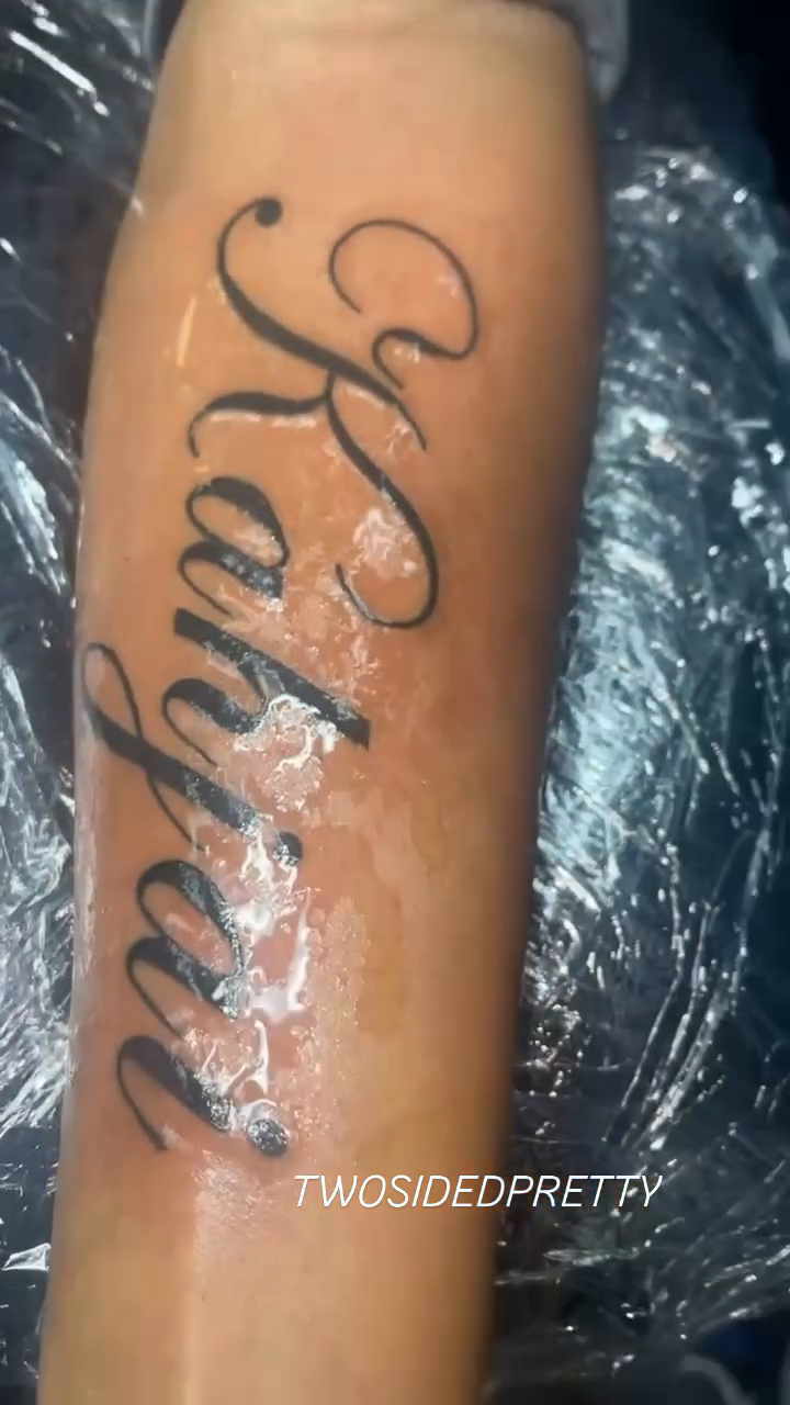 Tattoo by @twosidedpretty โ lettering_script
