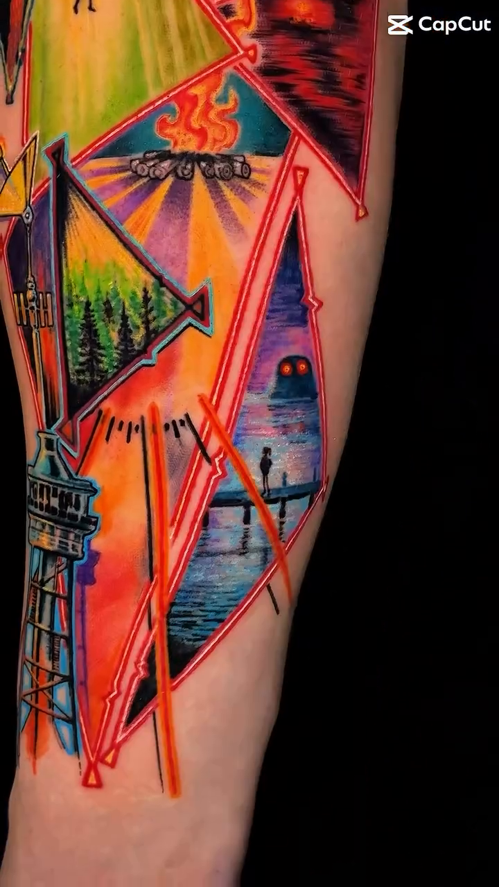Tattoo by @nathanphillips_art β geometric, trash_polka