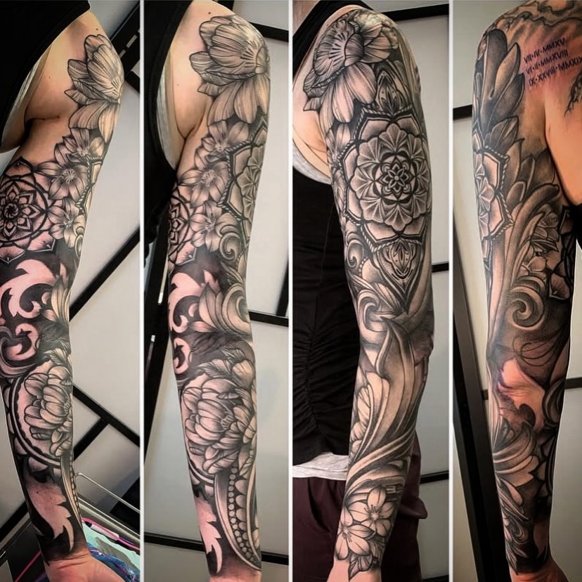 Tattoo by @macplanttattoos — black_and_grey, ornamental
