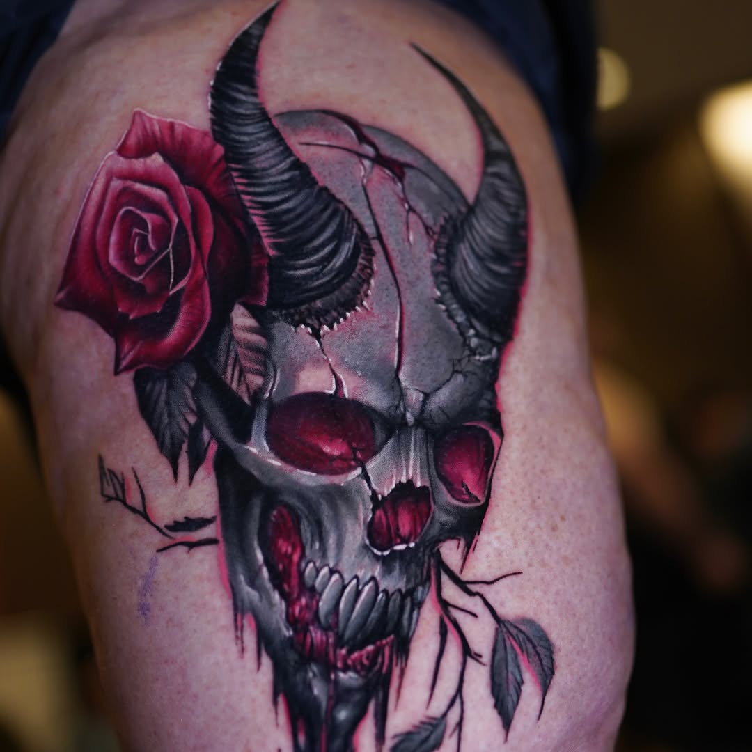Tattoo by @gallant_tattoos — dark_realism, black_and_grey