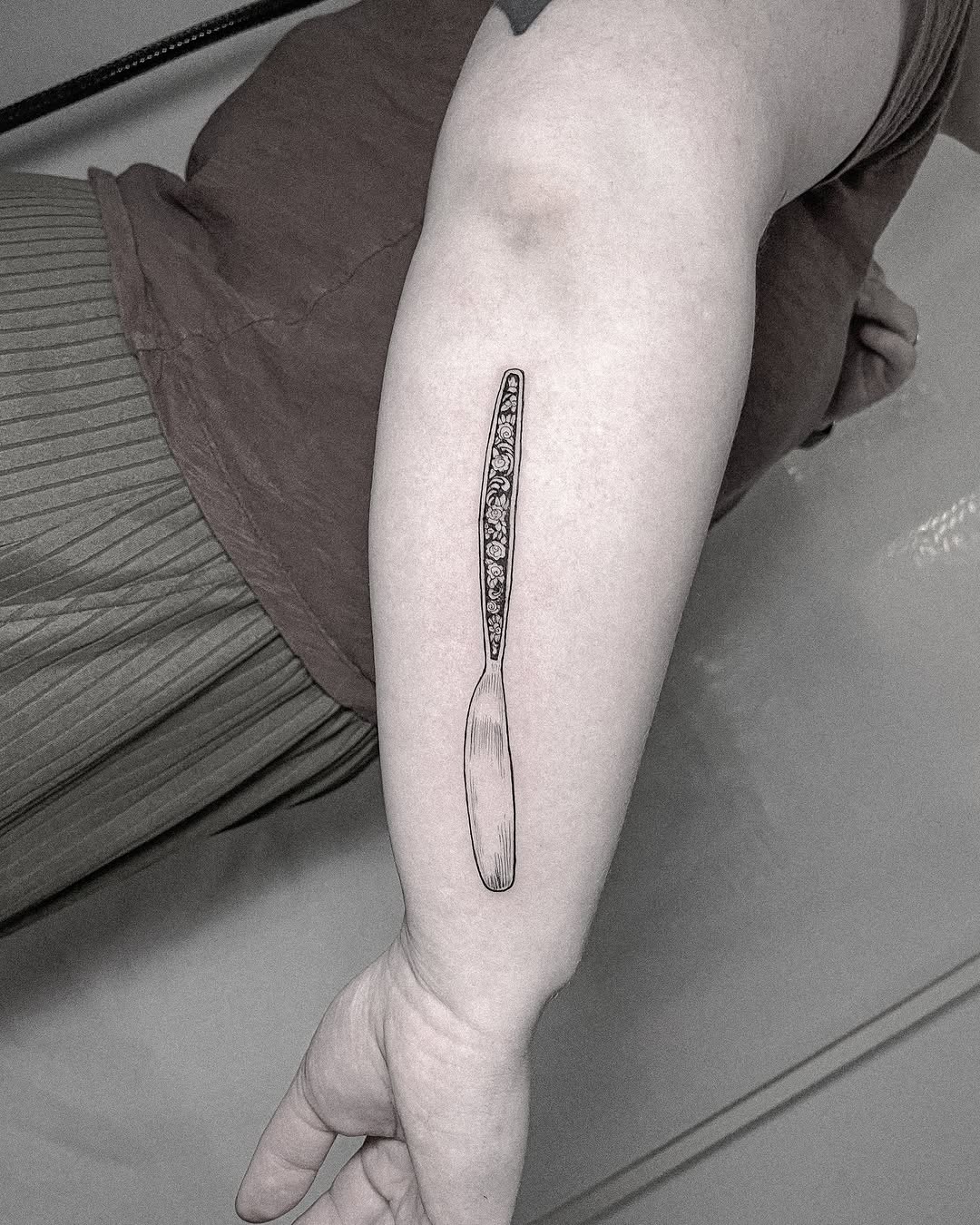 Tattoo by @inshvvn — fine_line, black_and_grey