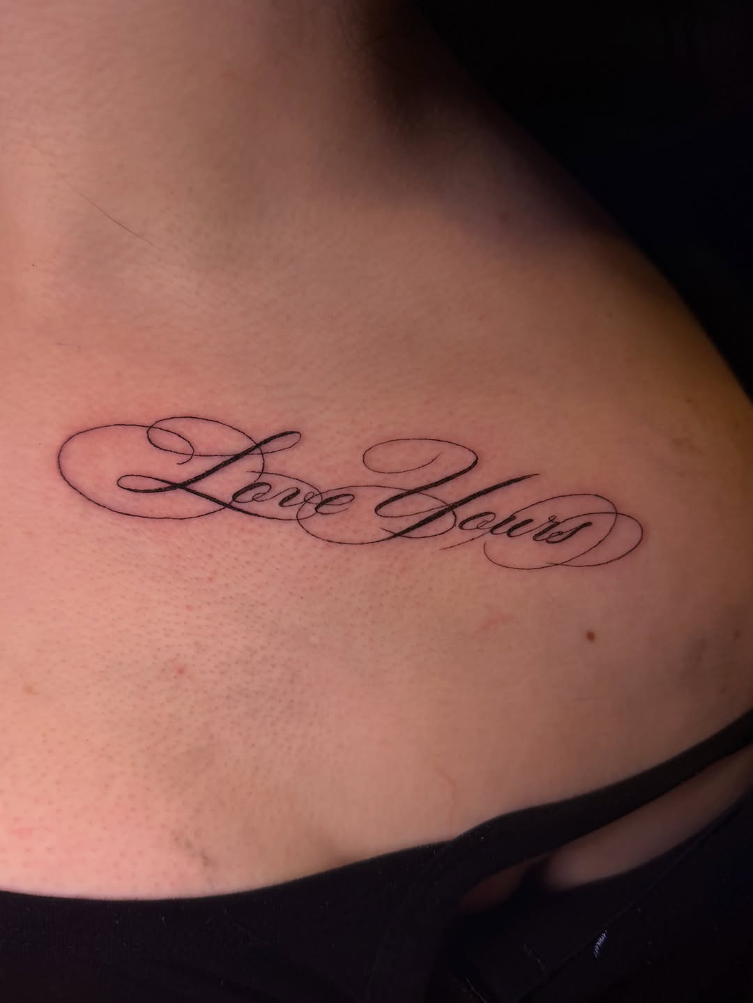 Tattoo by @ava_defalco — lettering_script, fine_line