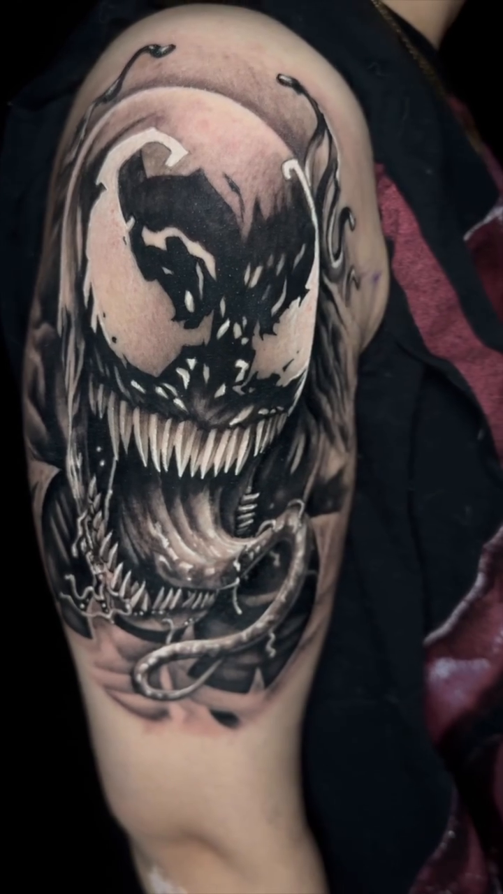 Tattoo by @carnerotattooartist β realism, black_and_grey