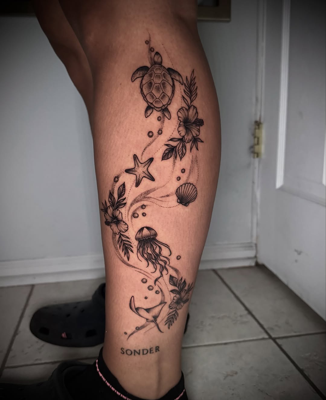 Tattoo by @spikes.and.daisies — fine_line, black_and_grey
