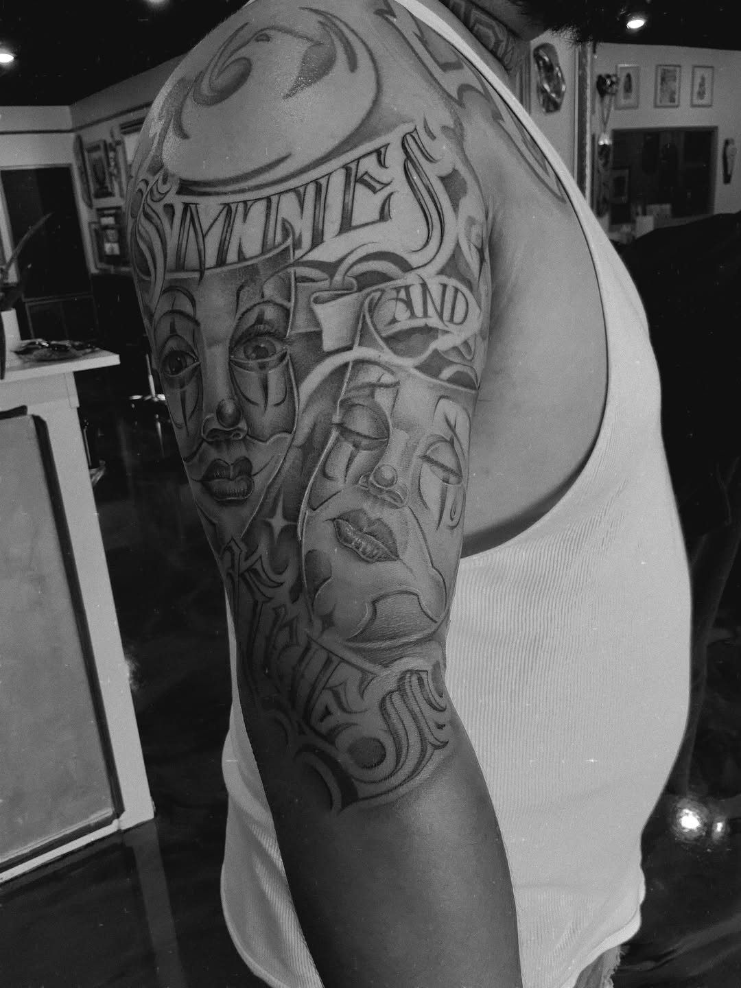 Tattoo by @paul_racks — chicano, lettering_script