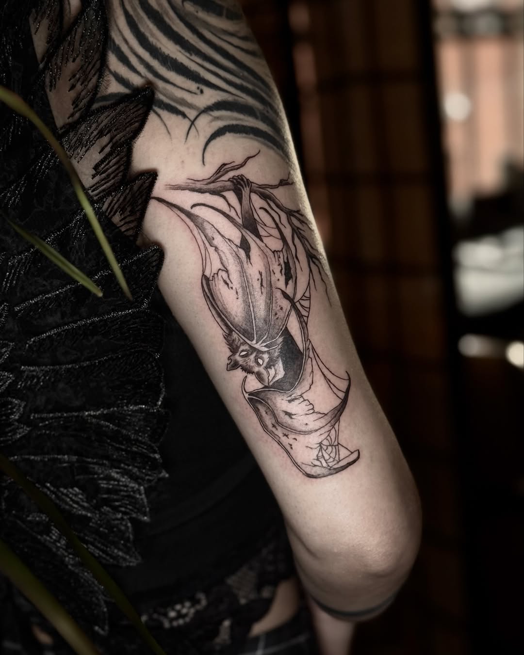 Tattoo by @velvet.briar — black_and_grey, illustrative