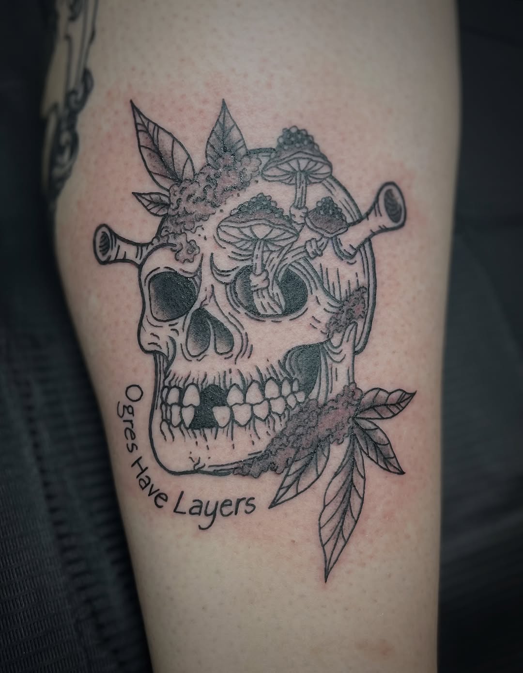 Tattoo by @sailor_riot — illustrative, lettering_script