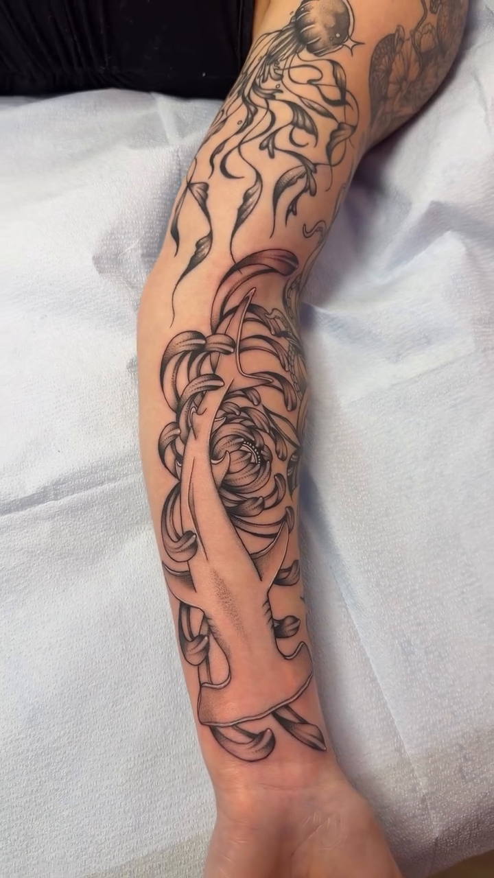 Tattoo by @lilindigotattoo — black_and_grey, realism