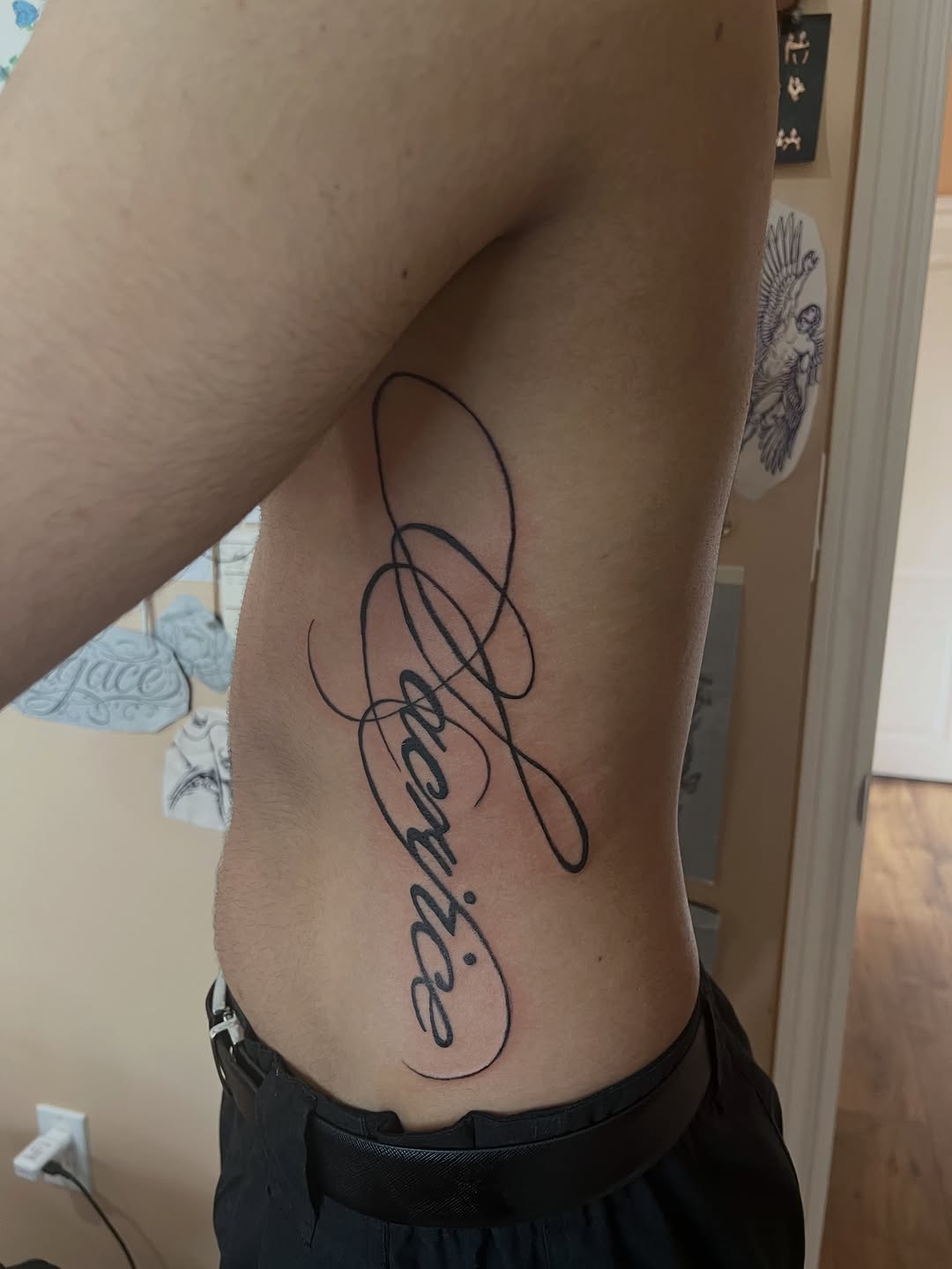 Tattoo by @tattedupbaddies_ — lettering_script, fine_line