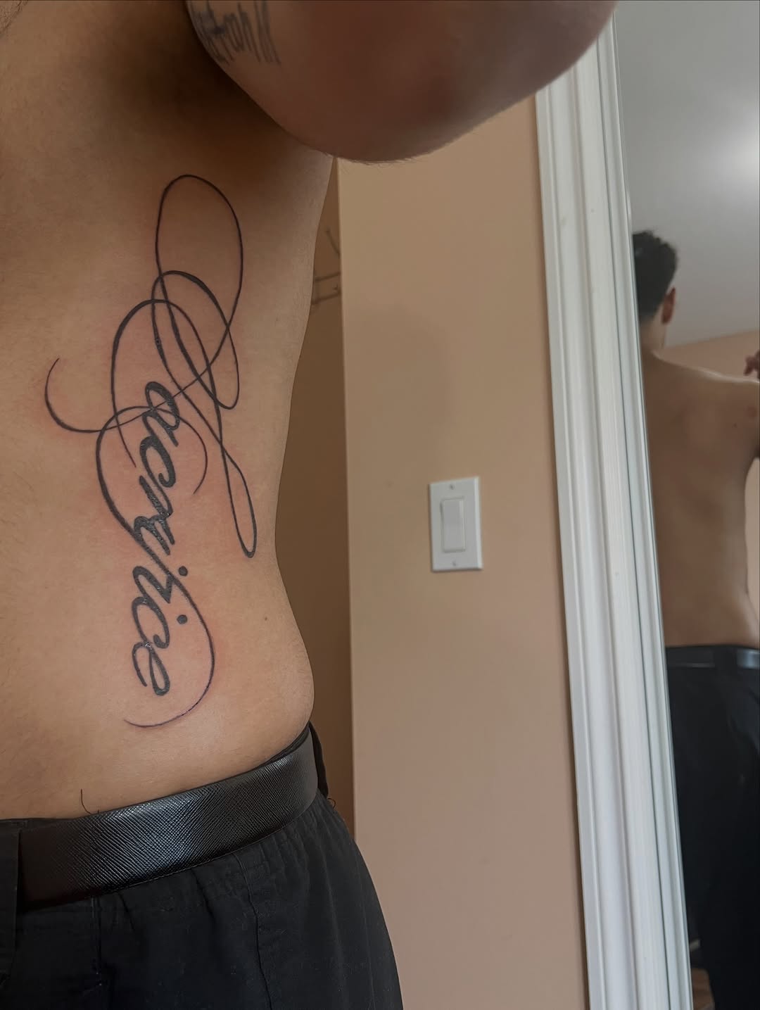 Tattoo by @tattedupbaddies_ — lettering_script, fine_line