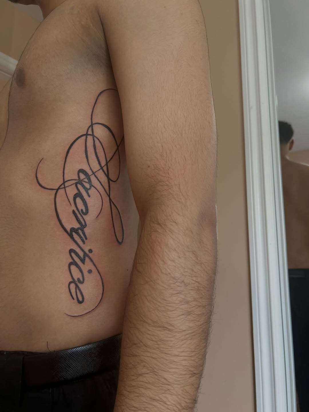 Tattoo by @tattedupbaddies_ — lettering_script, fine_line