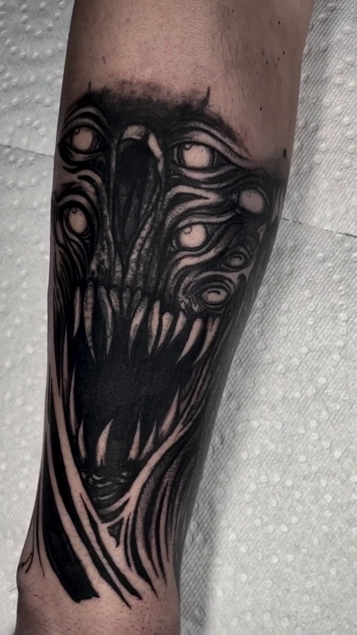 Tattoo by @ergot.tattoo — blackwork, dark_realism