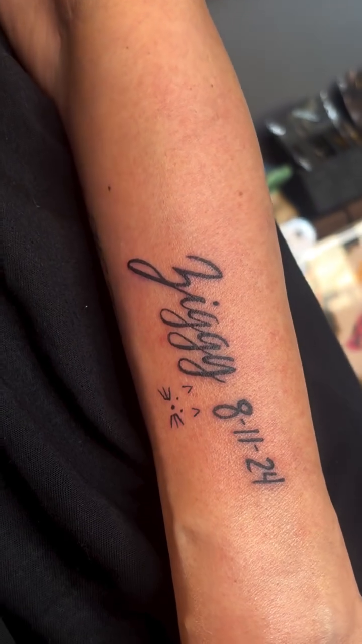 Tattoo by @nostalgiainks โ lettering_script, fine_line