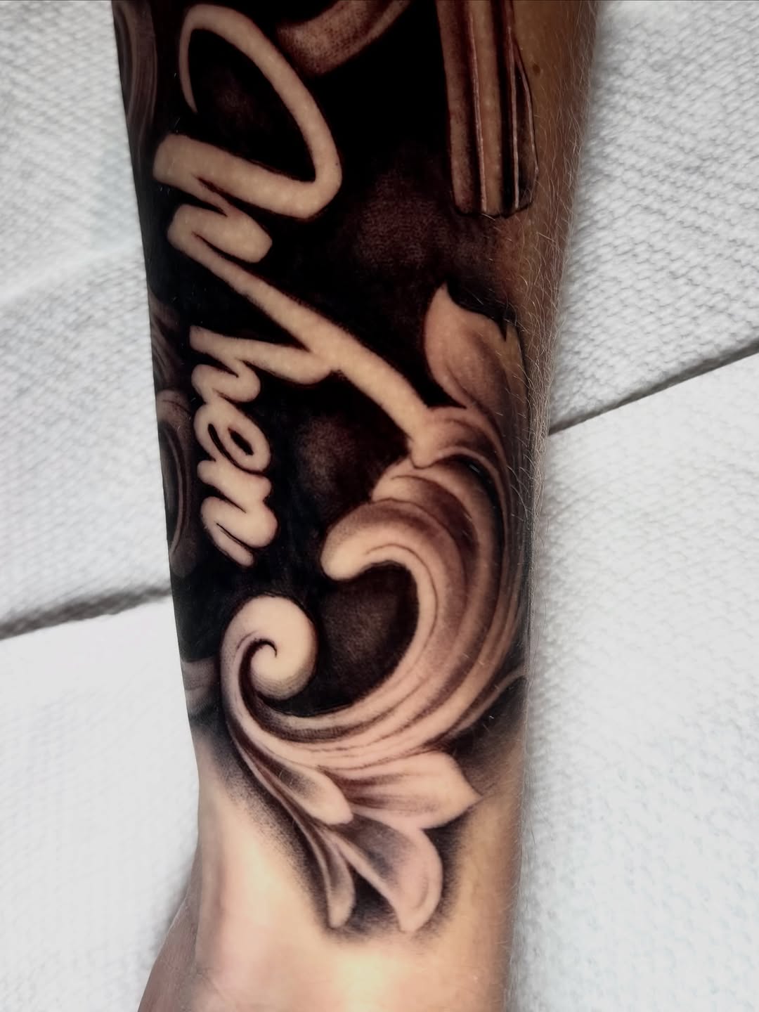 Tattoo by @labonte.tattoos β lettering_script, ornamental