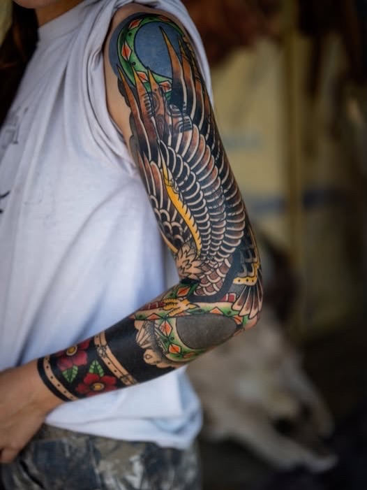 Tattoo by @chelsartistry — japanese_irezumi, american_traditional