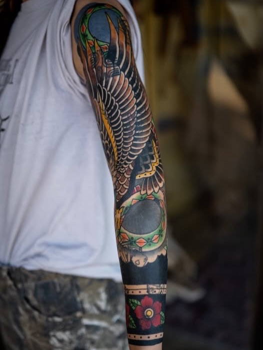 Tattoo by @chelsartistry — japanese_irezumi, american_traditional