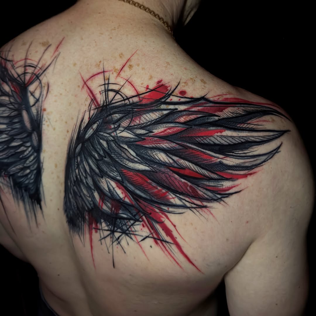 Tattoo by @khludnev_tattoo — trash_polka, blackwork