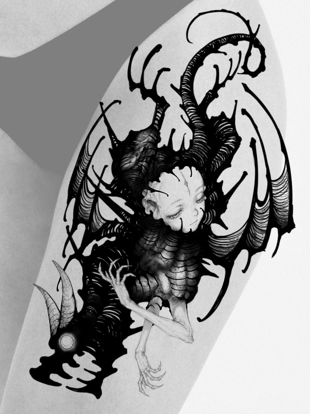 Tattoo by @otherself.tattoo — dark_realism, blackwork