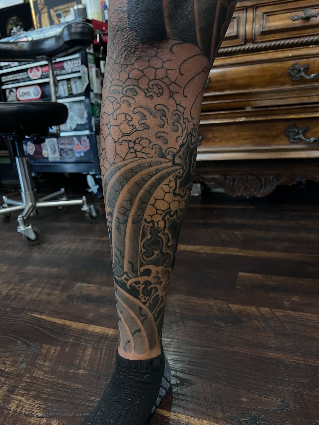 Tattoo by @jordanphillipstattoo โ japanese_irezumi, black_and_grey
