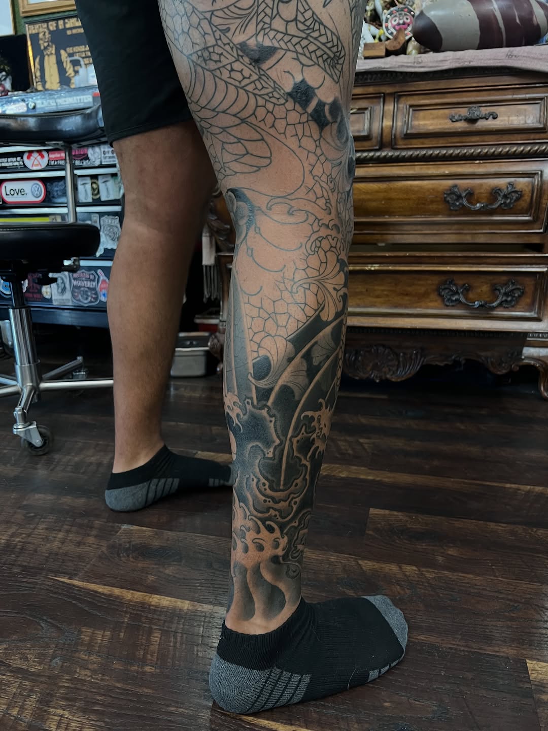 Tattoo by @jordanphillipstattoo โ japanese_irezumi, black_and_grey