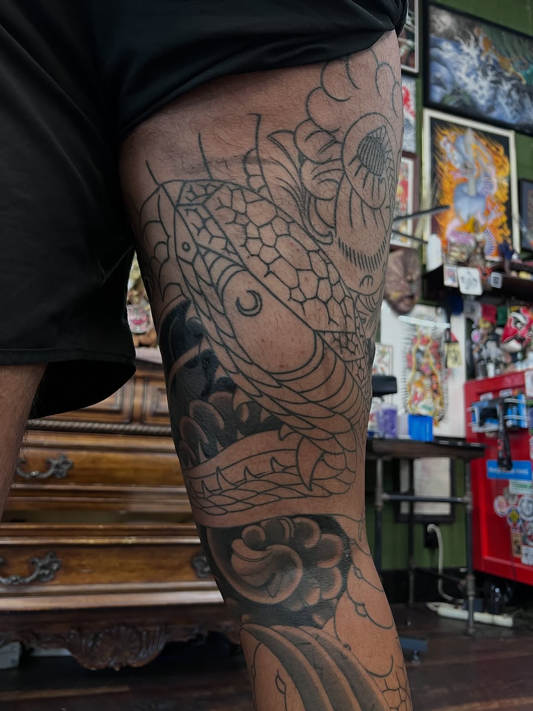 Tattoo by @jordanphillipstattoo โ japanese_irezumi, black_and_grey