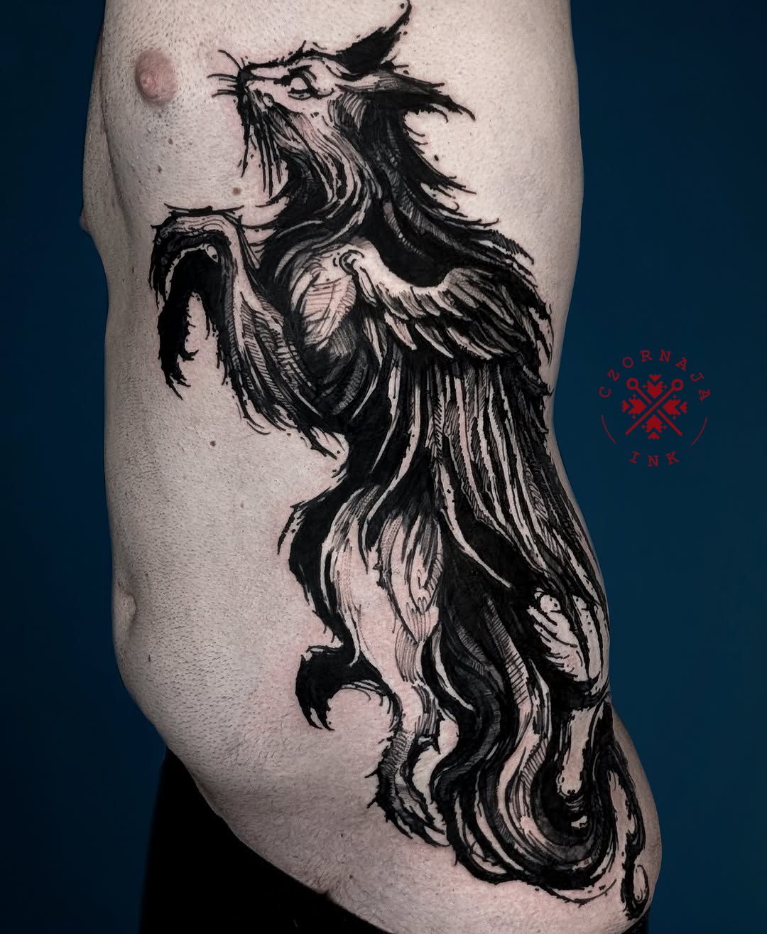 Tattoo by @czornaja_ink — blackwork, illustrative