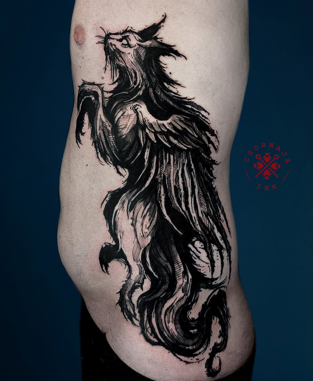 Tattoo by @czornaja_ink — blackwork, illustrative