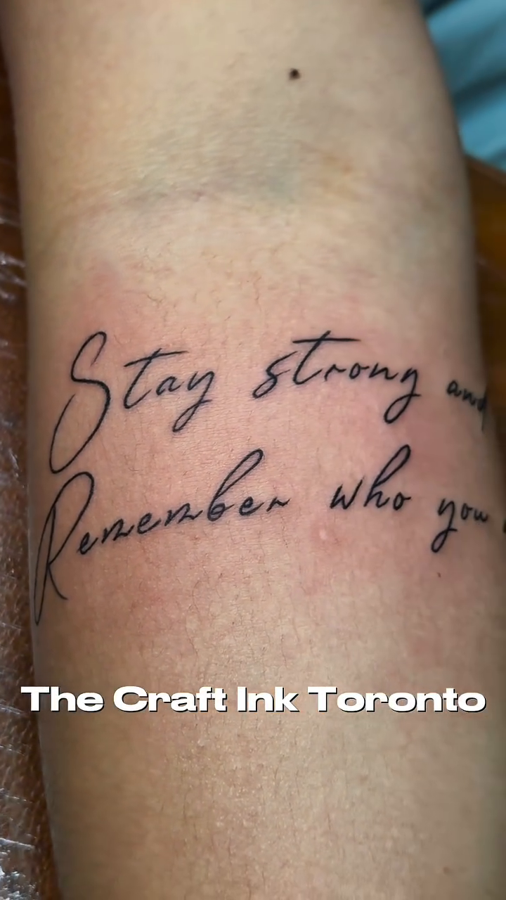 Tattoo by @thecraftinktoronto — lettering_script, fine_line
