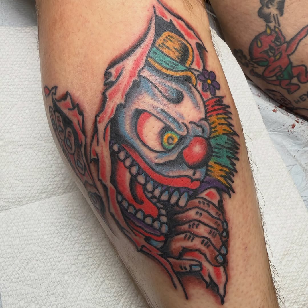 Tattoo by @harpertat2 — new_school, trash_polka