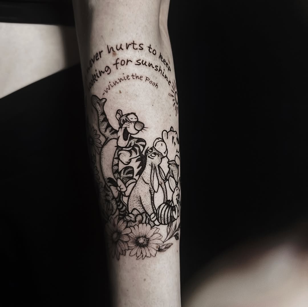 Tattoo by @shengguevaratattoos — lettering_script, illustrative