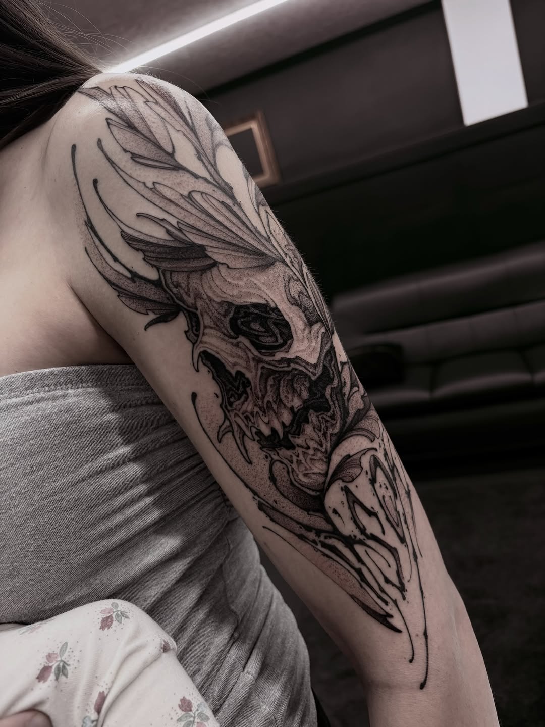 Tattoo by @8jinx9 — black_and_grey, dotwork