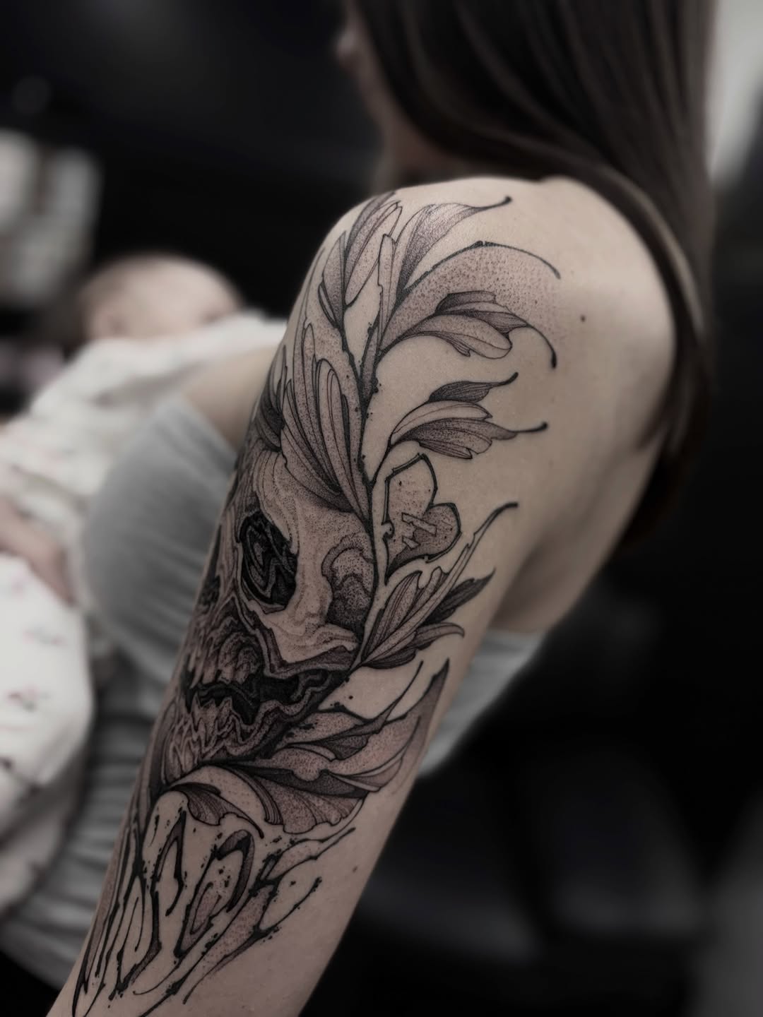 Tattoo by @8jinx9 — black_and_grey, dotwork