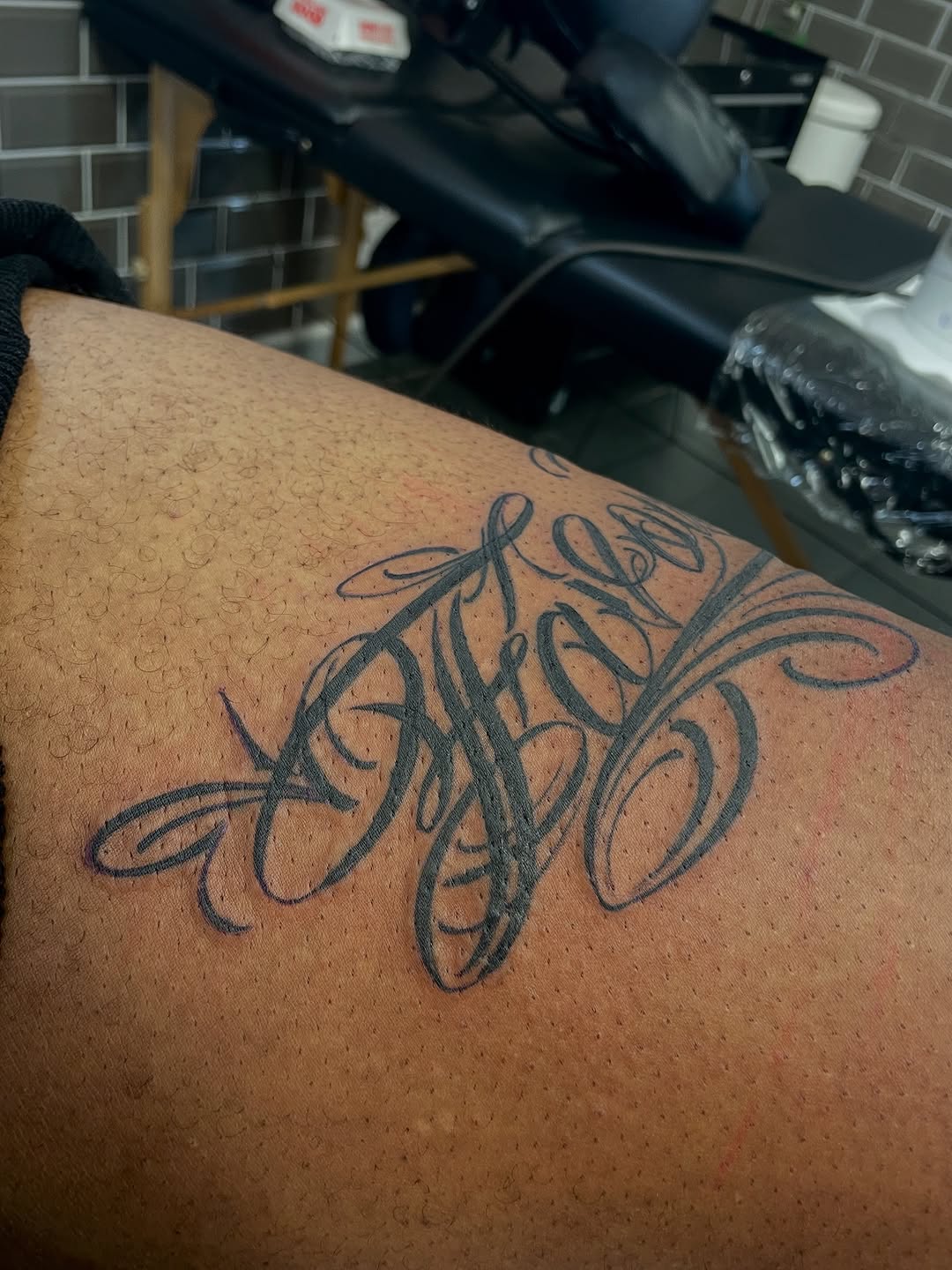 Tattoo by @montana_blue — lettering_script