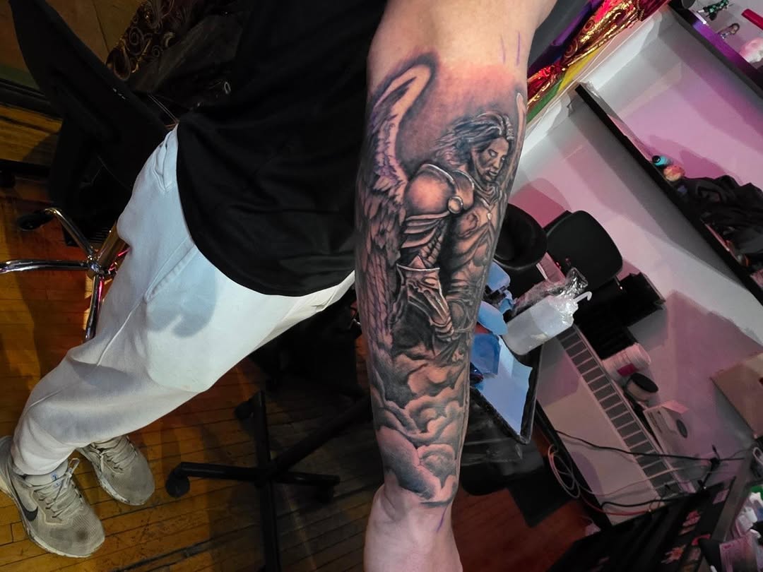 Tattoo by @bearthedemo — realism, black_and_grey