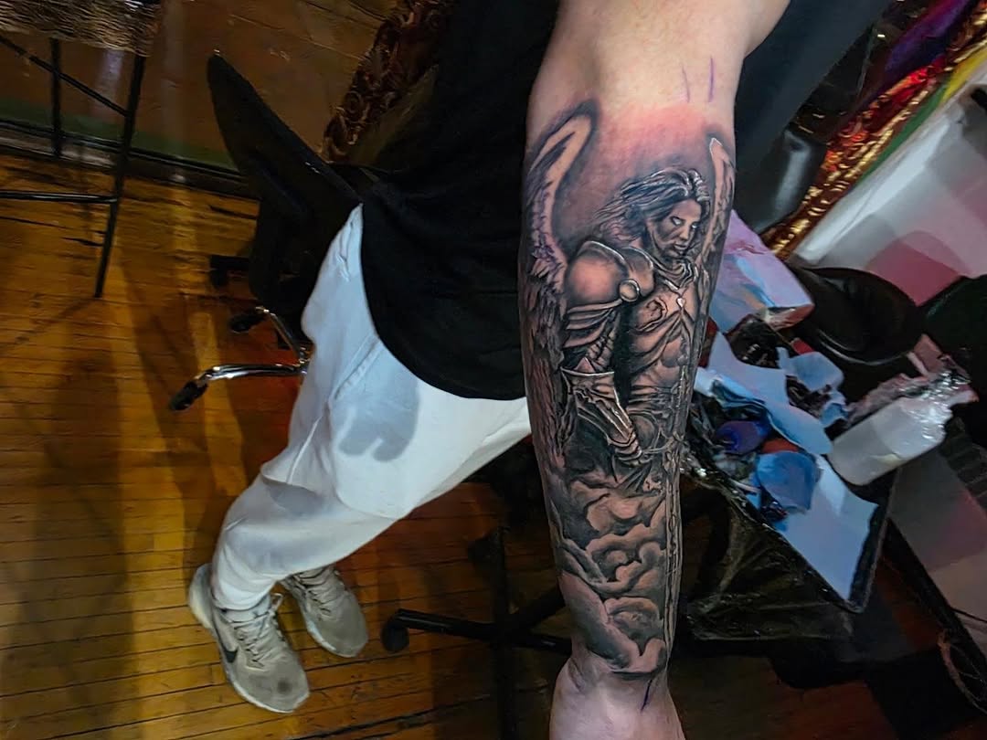 Tattoo by @bearthedemo — realism, black_and_grey