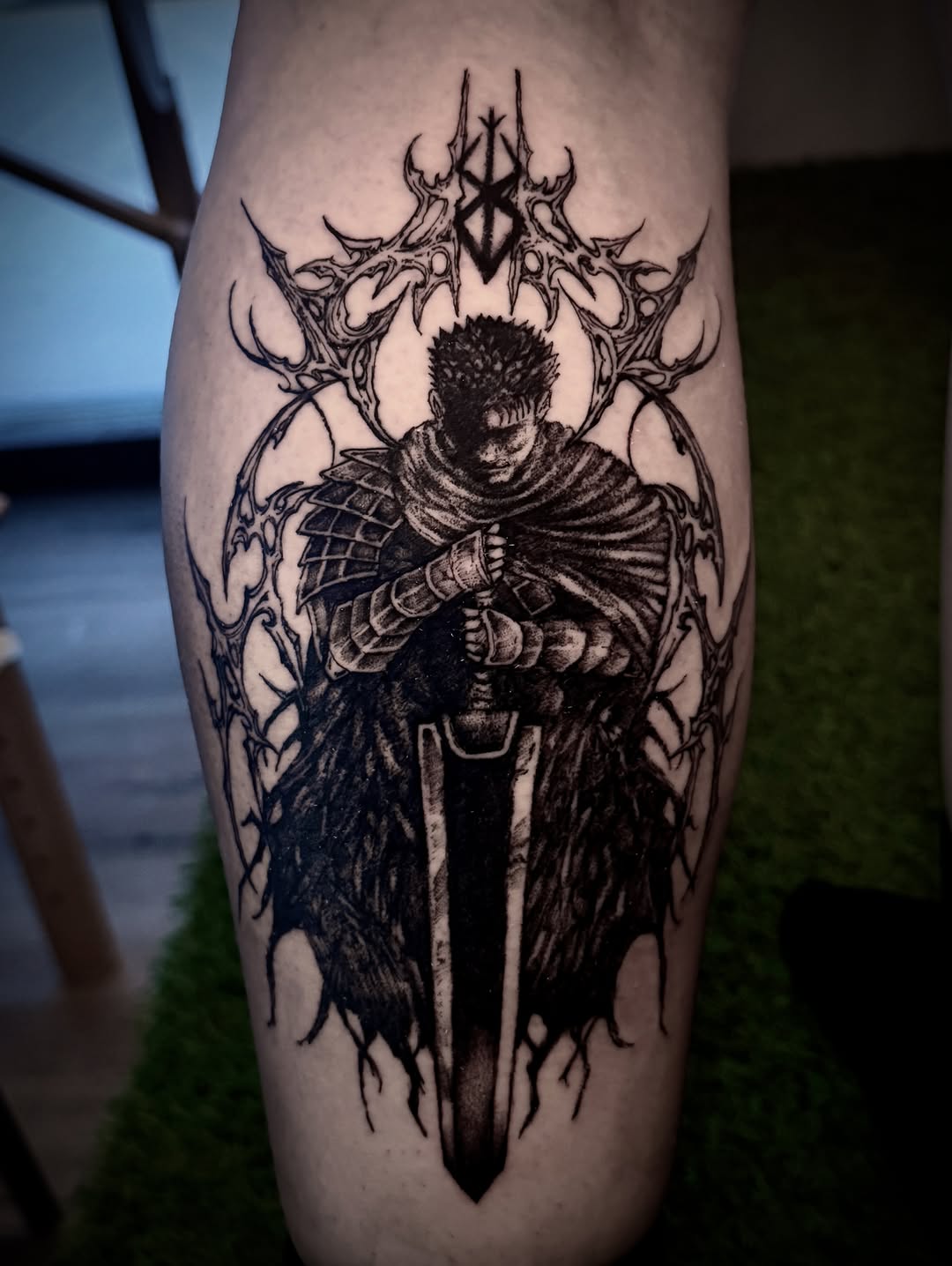 Tattoo by @hoodyink — black_and_grey, realism
