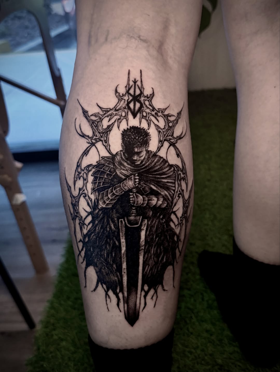 Tattoo by @hoodyink — black_and_grey, realism